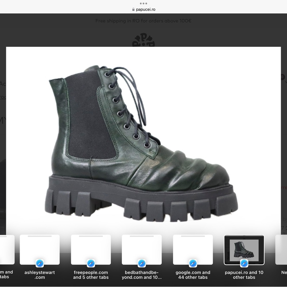 Chunky Green Leather Boots